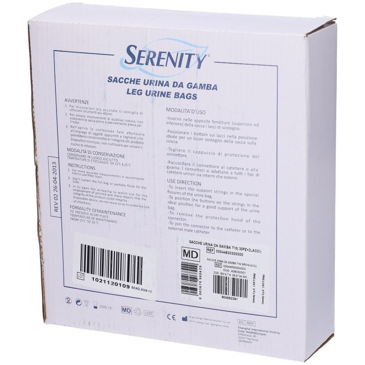 Serenity Sacca Gamba per Incontinenza con Tubo 10 cm, 30 Pezzi Serenity Sacca Gamba per Incontinenza con Tubo 10 cm, 30 Pezzi