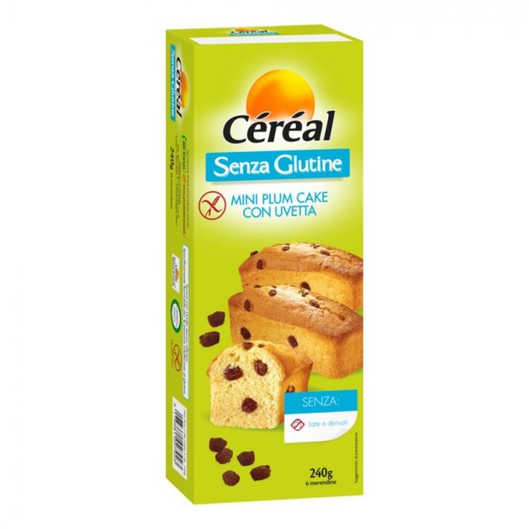 C&eacute;r&eacute;al Mini Plumcake con Uvetta Senza Glutine 240G