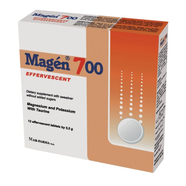 Mar-Farma Magen 700 Integratore Sali Minerali, 12 Compresse Effervescenti