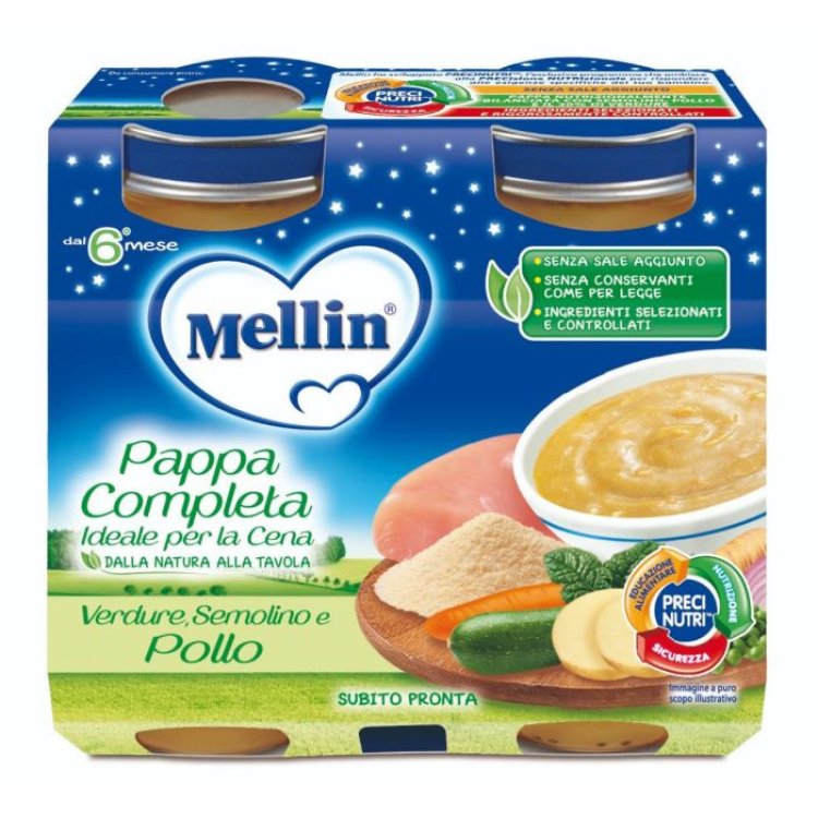 Mellin Pappa Completa Omogeneizzato Pollo e Verdure 2 Vasetti da 200g