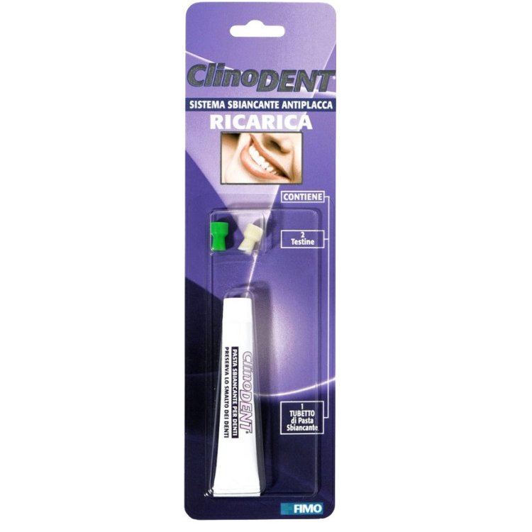 Clinodent Ricarica Sistema Sbiancante Professionale con 2 Testine e 1 Pasta
