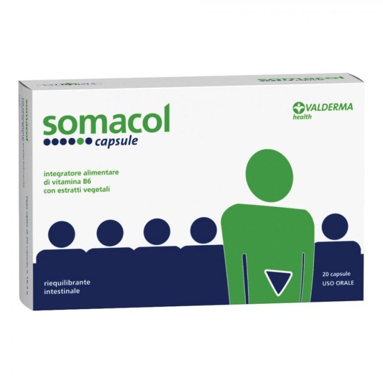 Valderma Somacol Integratore Alimentare per Gonfiore e Crampi - 20 Capsule