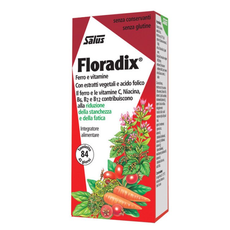 Floradix Integratore Alimentare Ferro, Vitamine e Acido Folico - 84 Tavolette