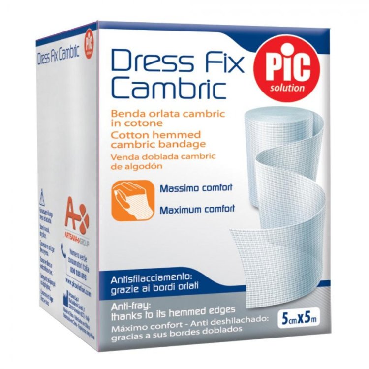 Pic Benda Orlata Cambric 5 cm x 5 m per Fissaggio Medicazioni