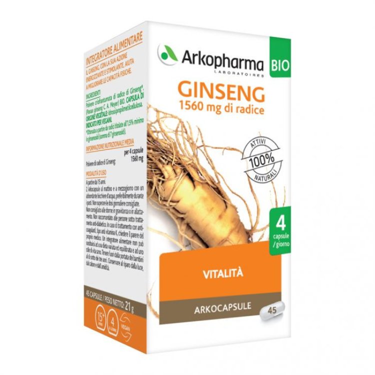 Arkopharma Arkocapsule Ginseng Integratore Energia e Vigore - 45 Capsule Arkopharma Arkocapsule Ginseng Integratore Energia e Vigore - 45 Capsule