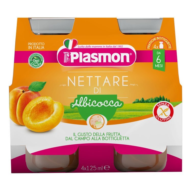 Plasmon Nettare di Albicocca per Bambini dal 4&deg; Mese, 4x125ml