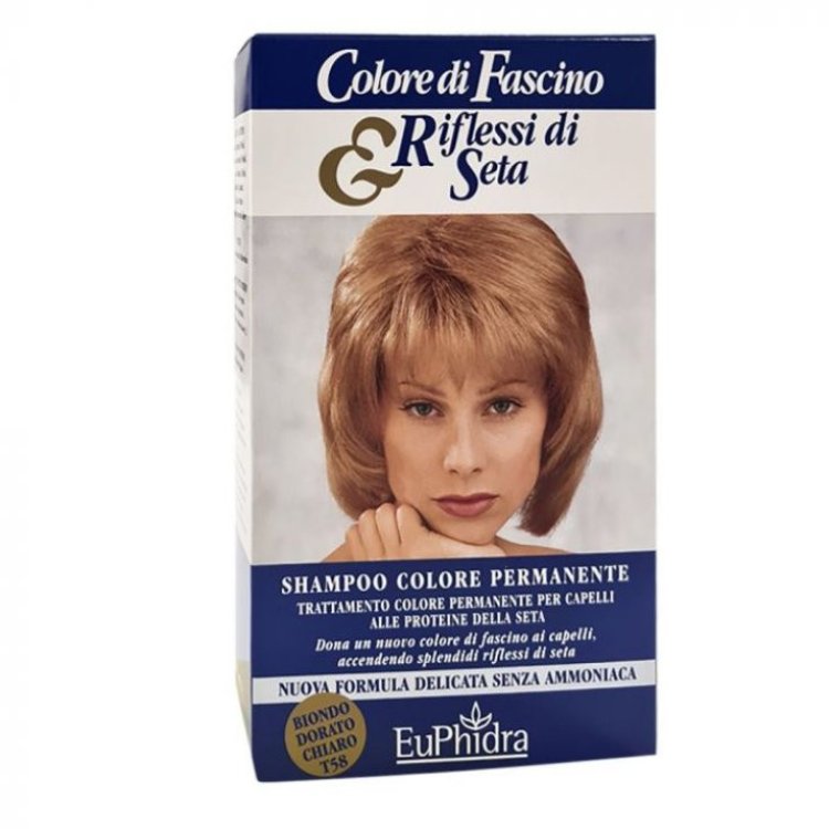 Euphidra Colore di Fascino Shampoo Colorante Permanente T58 Biondo Dorato Chiaro 120ml