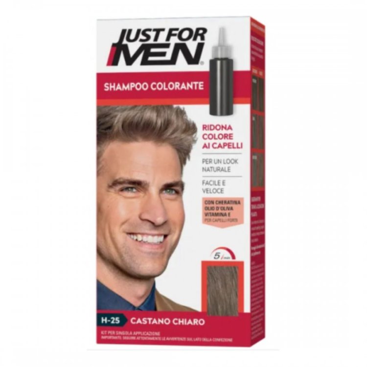 Just For Men Shampoo Colorante Castano Chiaro Copertura Capelli Grigi