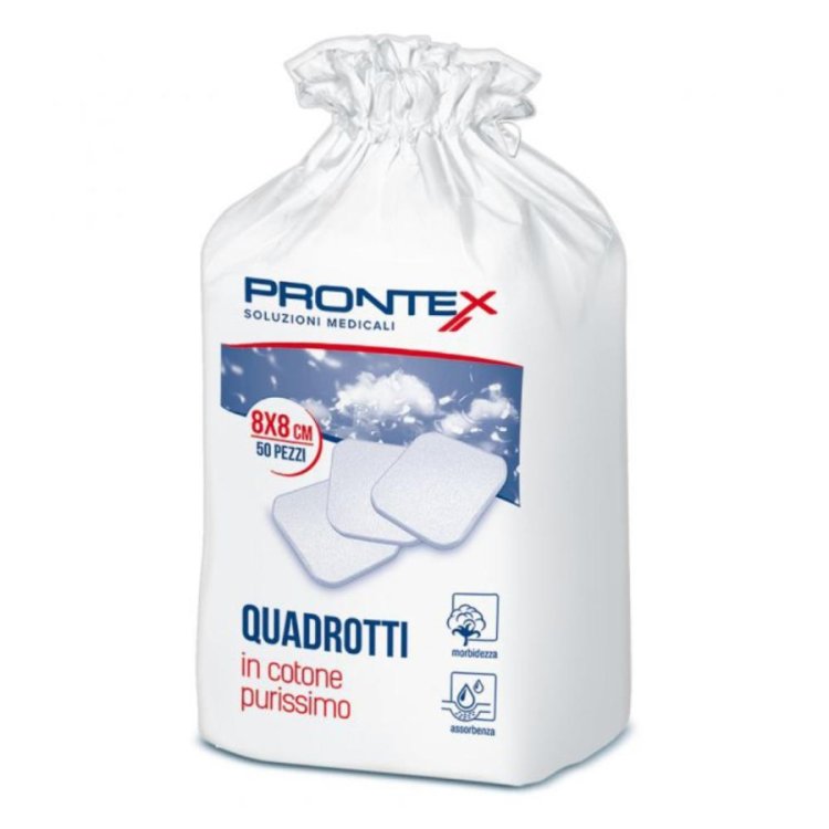 Prontex Quadrotti di Cotone Idrofilo Purissimo 8 x 8 cm