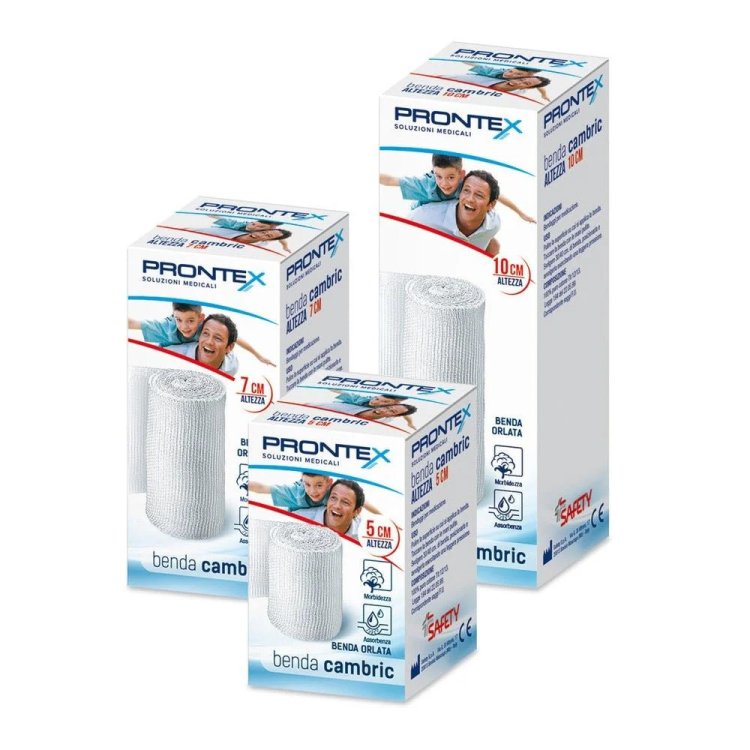 Prontex Benda Cambric 10 cm: Benda Orlata in Puro Cotone per Medicazioni