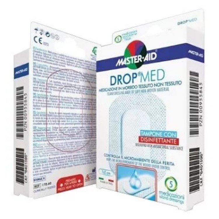 Master Aid Drop Med Medicazione in Tessuto Non Tessuto Disinfettante 10x8 cm - 5 Pezzi