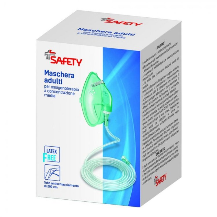 Safety Maschera Ossigenoterapia Adulti con Tubo Antischiacciamento 200cm