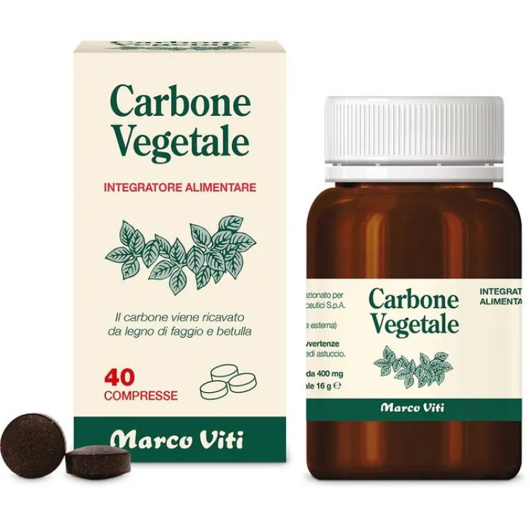 Marco Viti Carbone Vegetale Integratore Alimentare per Gonfiore, 40 Compresse Marco Viti Carbone Vegetale Integratore Alimentare per Gonfiore, 40 Compresse