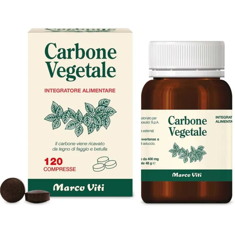 Marco Viti Carbone Vegetale Integratore per Gonfiore e Aerofagia, 120 Compresse