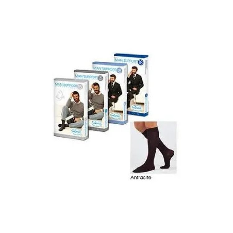 Gloria Man Support 15 Cotton Gambaletto Supporto Gambe Antracite Taglia 3