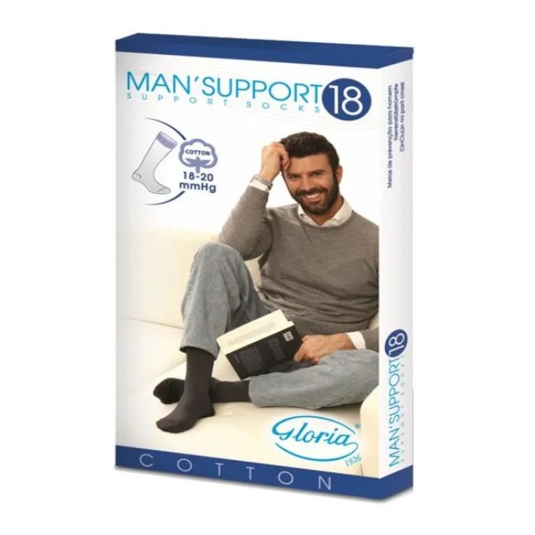 Gloria Man Support 15 Gambaletto in Cotone Blu Taglia 4