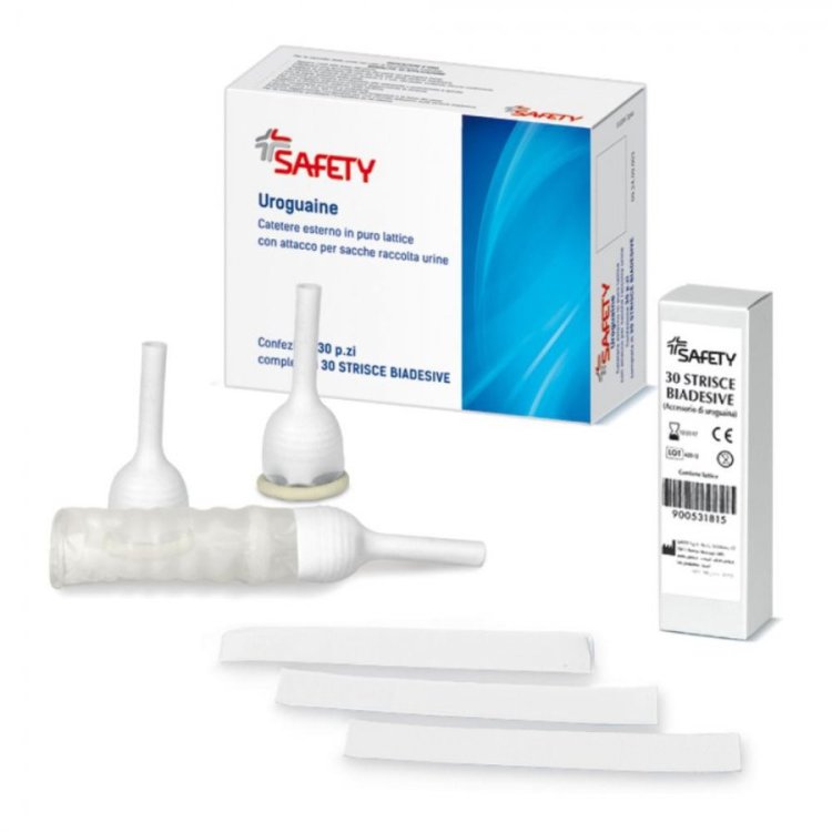 Safety Catetere Uroguaina Esterno 35mm con Strisce, per Incontinenza - 30 Pezzi