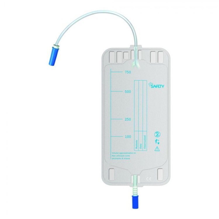 Safety Sacca da Gamba 750ml con Valvola Antireflusso, 35cm - 10 Pezzi