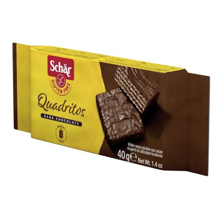 Schar Quadritos Wafer al Cacao Ricoperti di Cioccolato Fondente Senza Glutine 40g