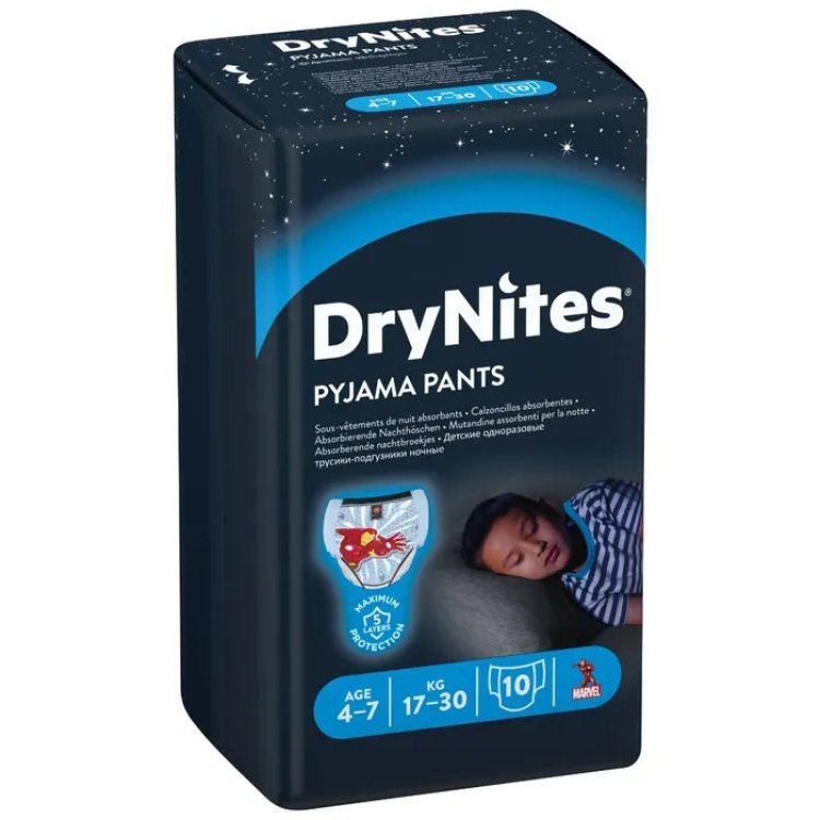 Huggies Drynites Boy Mutandine Assorbenti 4-7 Anni 10 Pezzi