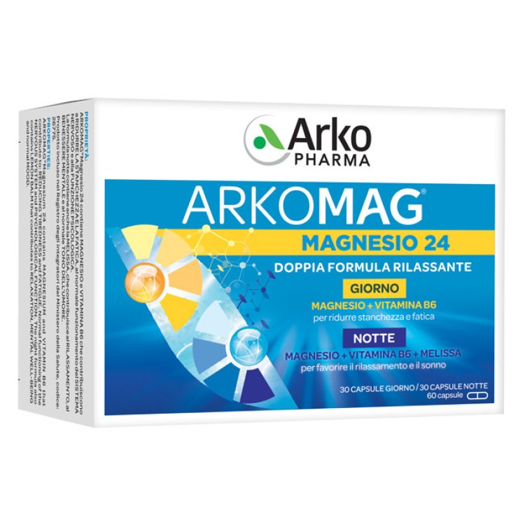 Arkofarm Arkomag Magnesio24 Integratore Giorno & Notte per Stanchezza - 60 Capsule