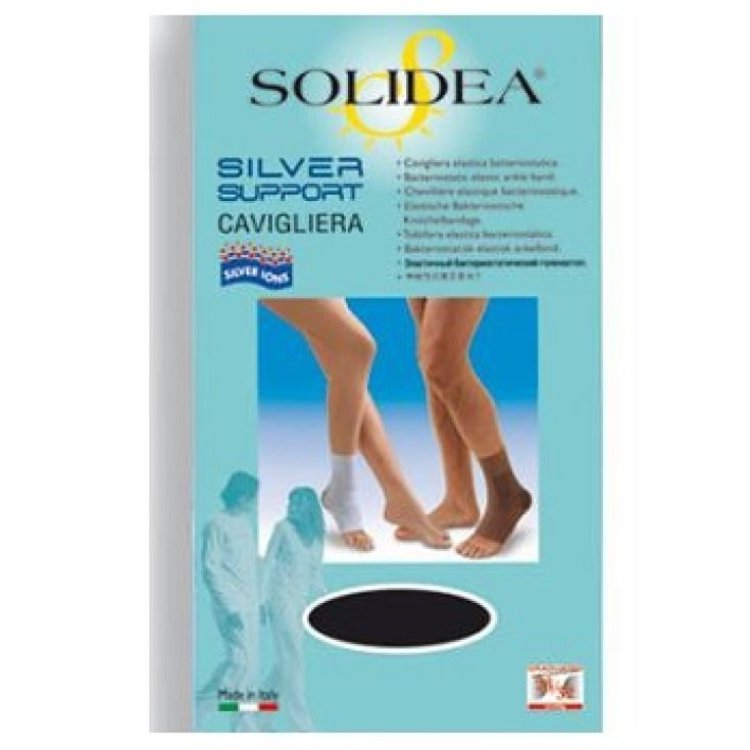 Solidea Silver Support Cavigliera Elastica Compressiva Nero 23/32 mmHg Taglia L