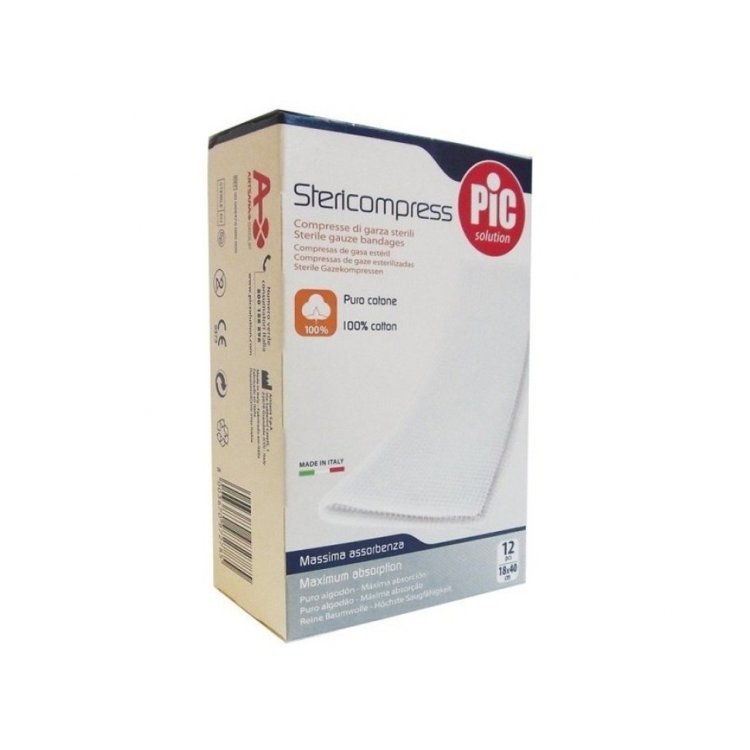 Pic Garza Sterile Compresse Cotone Idrofilo per Medicazione 18x40 cm 12 Pezzi