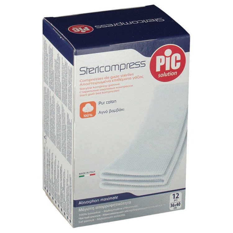 Pic Stericompress Garza Sterile 36x40cm Compresse di Cotone Idrofilo 12 Pezzi