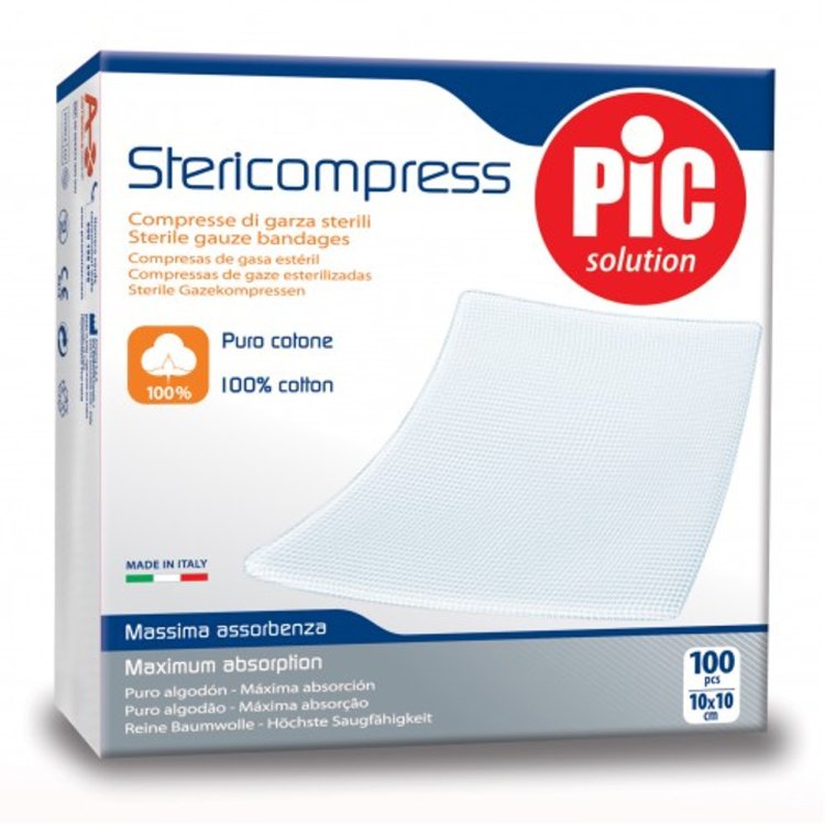Pic Stericompress Soft Garza Sterile TNT 18x40 cm per Medicazioni - 12 Pezzi