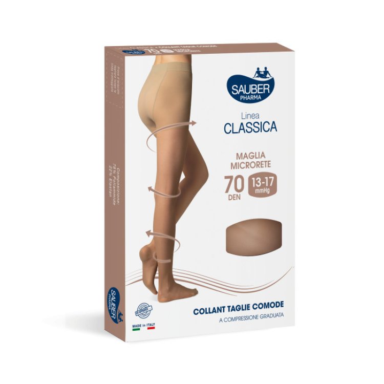 Sauber Linea Classica Collant 70 DEN Compressione 13-17 mmHg Taglie Comode Neutro