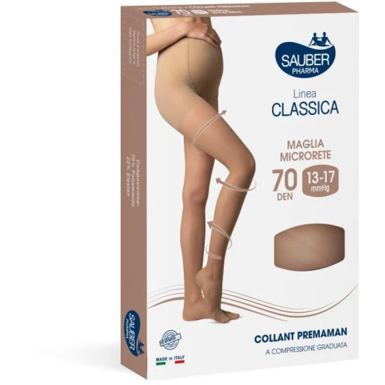 Sauber Collant Premaman 70 Denari Microrete Neutro Beige Compressione 13-17 mmHg Sauber Collant Premaman 70 Denari Microrete Neutro Beige Compressione 13-17 mmHg