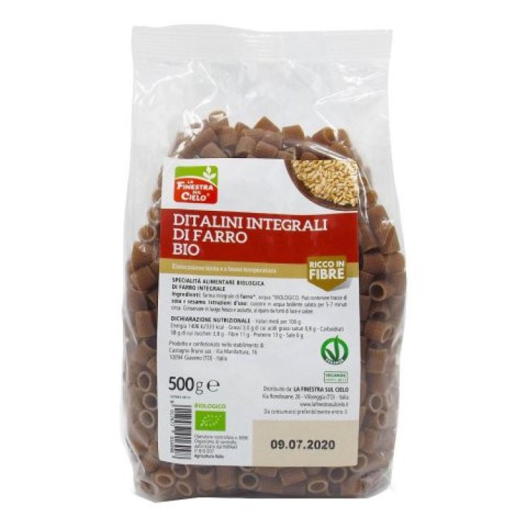 Biotobio Ditalini Integrali di Farro Bio 500g Pasta Vegana Ricca di Fibre