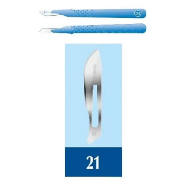 Pic Bisturi Sterile Monouso Misura 21 in Acciaio Inox Singolo