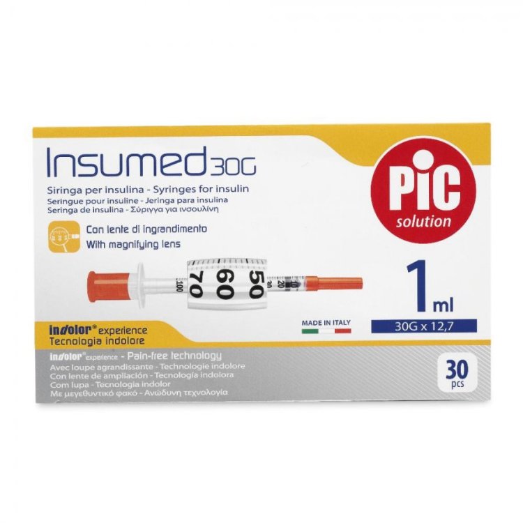 Pic Insumed Siringhe Insulina 1 ml 30G x 12,7 mm - 30 Pezzi