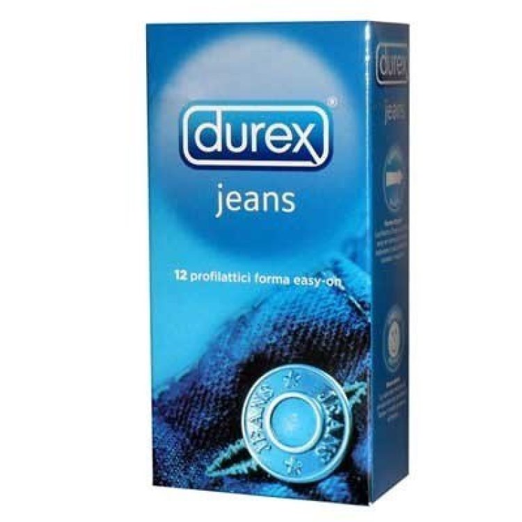 Durex Jeans Preservativi Lubrificati Easy-On in Lattice 56mm 12 Pezzi