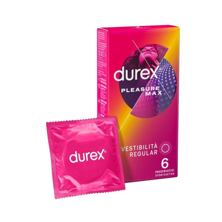 Durex Pleasuremax Profilattici Stimolanti Easy-On con Rilievi e Nervature 6 Pezzi