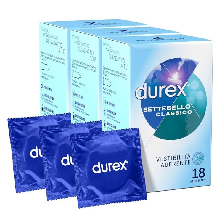 Durex Settebello Classico Preservativi Lubrificati in Lattice 6 Pezzi 52mm
