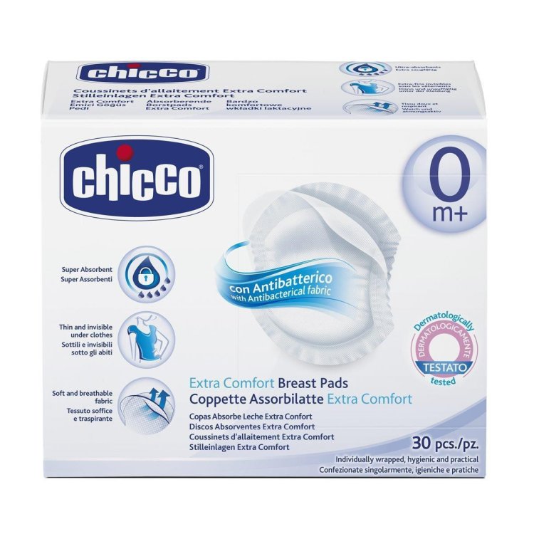 Chicco Coppette Assorbilatte Extra Comfort Antibatteriche 30 Pezzi