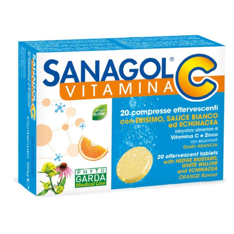 Phyto Garda Sanagol Vitamina C Integratore Alimentare per Sistema Immunitario 20 Compresse Effervescenti