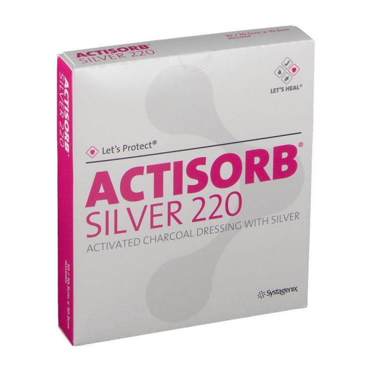3M Actisorb Silver 220 Medicazioni Carbone Attivo con Argento 6,5x9,5cm - 10 Pezzi