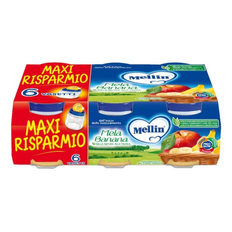 Mellin Omogeneizzato Mela e Banana per l'Infanzia 6x100g
