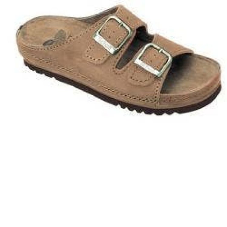 Scholl Air Bag Sandalo in Nubuck Cuoio Bioprint Misura 45