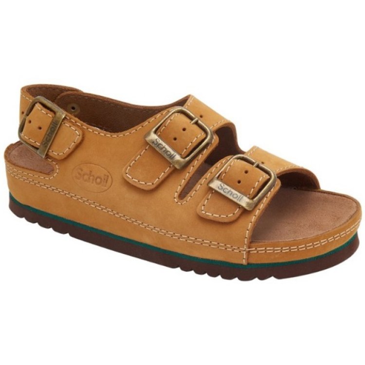 Scholl Air Bag Sandali con Straps in Nubuck Cuoio Misura 44