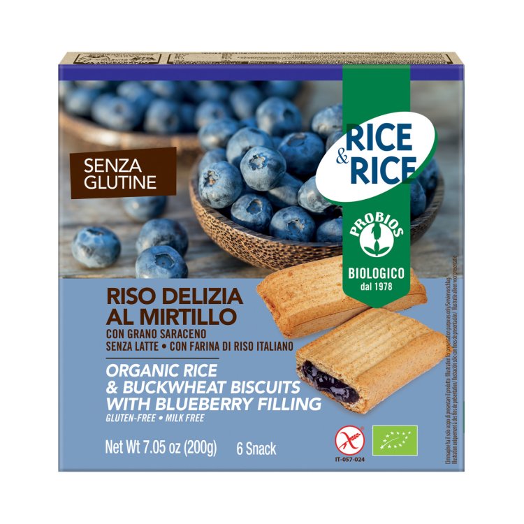 Probios Riso Delizia al Mirtillo con Grano Saraceno, 6 snack da 33 g
