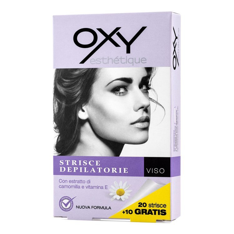 Oxy Strisce Depilatorie Viso Protettive con Camomilla e Vitamina E 30 Pezzi