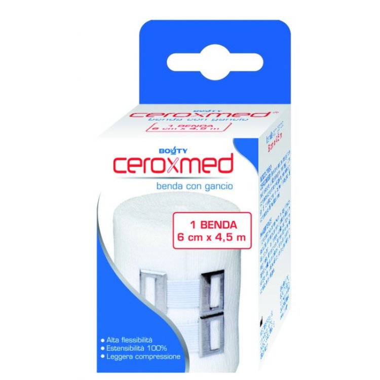 Ceroxmed Benda Elastica con Ganci per Supporto 6 cm x 450 cm