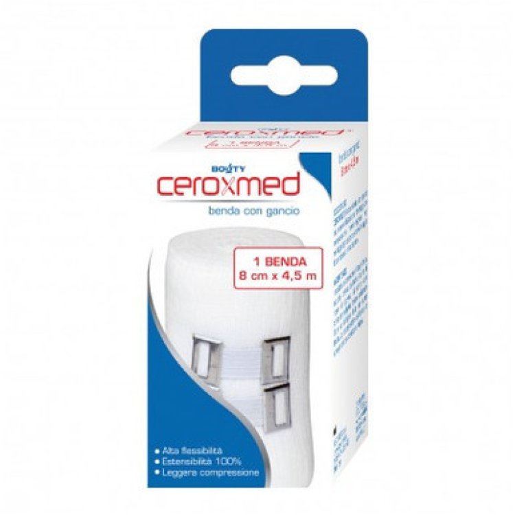 Ceroxmed Benda Elastica con Ferma Benda Supporto e Protezione 8 x 450 cm
