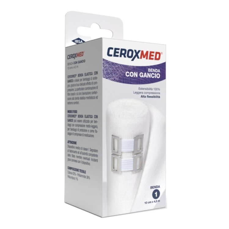 Ceroxmed Benda Elastica con Fermabenda Per Supporto 10 cm x 4,5 m