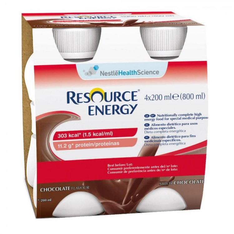 Nestl&eacute; Resource Energy Cioccolato Alimento Ipercalorico 4x200ml