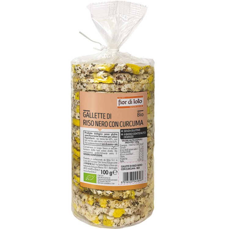 Fior di Loto Gallette Riso Nero con Curcuma Senza Glutine 100g